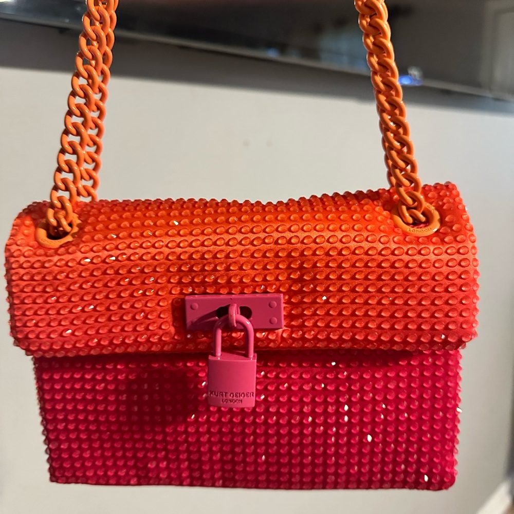 Kurt Geiger Mini Bags in Orange and Pink with Chain Handles
